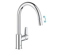Mitigeur d'évier - GROHE - 3055 - QuickMount sans outil - Bec extractible - Finition chromée