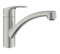 Mitigeur d'évier - GROHE - Eurosmart - Supersteel - Bec bas - Inox - Fixe