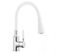 Mitigeur d'évier Mitigeur d'évier moderne blanc/chrome haut 39 cm POGO