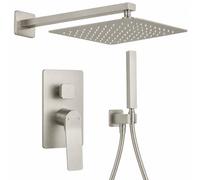 Mitigeur Douche Bergamo | Douche Encastrable avec Pommeau et Douchette | Robinet douche en laiton, pommeau extra-plat SS304 30 x 30 cm et flexible 1,5 m. Ensemble douche pensé pour le confort Pietro