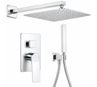 Mitigeur Douche Bergamo | Douche Encastrable avec Pommeau et Douchette | Robinet douche en laiton, pommeau extra-plat SS304 30 x 30 cm et flexible 1,5 m. Ensemble douche pensé pour le confort Pietro