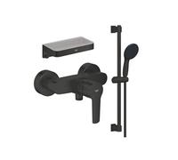 Mitigeur douche mécanique start Black + Ensemble de douche 2 jets avec barre Noir + Panier douche