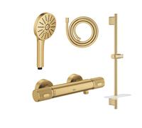 Mitigeur douche thermostatique GROHE Precision Feel + Barre 60 cm + Douchette Vitalio Joy+ 120 + Flexible 175 cm Cool Sunrise