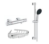Mitigeur douche thermostatique GROHE Precision Feel + Ensemble de douche Start 2 jets avec barre + Panier porte-savon