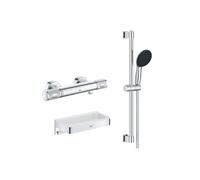 Mitigeur douche thermostatique Precision Feel + Ensemble de douche Start 2 jets avec barre + Panier douche