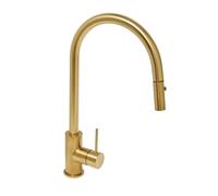 Mitigeur évier à levier sur pied 44 cm avec douchette extractible 2 jets, or brossé (SATBAUR286BG)