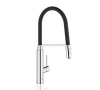 Mitigeur évier CONCETTO GROHE 31491000 - col de cygne professionnel - douchette déclipsable 2 jets - noir