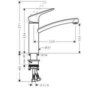 Mitigeur évier Logis 160 Eco C3 Chromé Hansgrohe