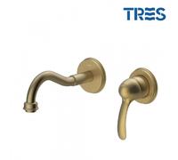 Mitigeur évier mural Laiton Vieilli Mat Bec 210 mm TRES-CLASIC - TRES 24220001LM