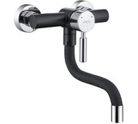 Mitigeur évier mural - PZCC - Pivotant 360° - Noir - Inox SS304 - Mousseur démontable (éco 30%)