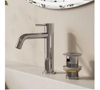 Mitigeur lavabo EVERSTEIN M2017C-X2 chromé kit robinet salle de bain monotrou corps laiton bonde pop-up trop-plein G1/2 lave-main