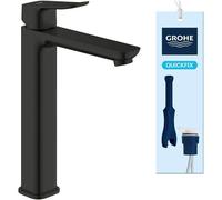 Mitigeur lavabo - GROHE DICE - Taille XL - Corps lisse sans bonde - Noir mat