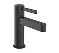 hansgrohe Finoris robinetterie de lavabo monocommande 100 avec vidage PUSH-Open, portée 126mm, 76010340, Couleur: Chrome noir brossé
