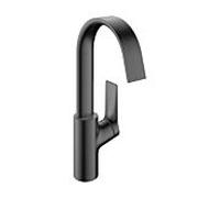 Mitigeur lavabo Hansgrohe Vivenis 75032340 avec bec pivotant, sans bonde clic-clac, finition chrome noir brossé