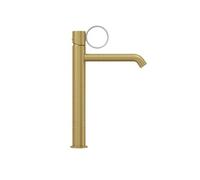 Mitigeur lavabo haut Vivienne laiton brossé avec bague chromée brossée
