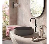 Mitigeur lavabo Herzbach DEEP BLACK Slim taille L 18.023410.2.12 poignée latérale avec bonde PUSH noir mat