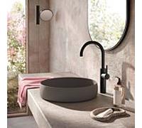 Mitigeur lavabo Herzbach DEEP BLACK taille XL 18.020310.3.12 Poignée latérale avec bonde PUSH Noir mat