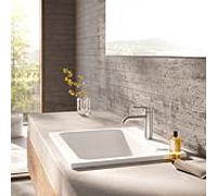 Mitigeur lavabo Herzbach DEEP iX Taille M 130mm 18.023100. 2000 .09 avec drain PUSH en acier inoxydable