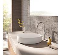 Mitigeur lavabo Herzbach iX Slim taille L 18.023410.2.09, poignée latérale avec bonde PUSH, acier inoxydable