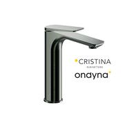 Mitigeur lavabo mi-haut ac vidage up&down chrome noir brosse - CRISTINA ONDYNA BA22775