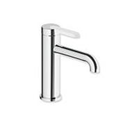 Mitigeur lavabo monocommande Hewi AQ477 AQ1.12M1134098, saillie de 130 mm, sans bonde, poignée colorée, chromé/blanc signalisation
