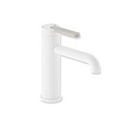 Mitigeur lavabo monocommande Hewi AQ477 AQ1.12M1146097, saillie 130 mm, finition blanc mat profond, revêtement en poudre PVD, poignée gris clair