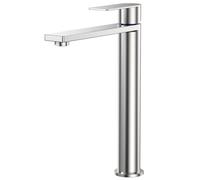 Mitigeur Lavabo Monotrou - CECIPA MAX - Modèle haut - Inox brossé - Bec droit - Aérateur amovible