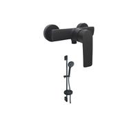 Mitigeur mécanique douche mural Ruby + Pack pommeau de douche rond 3 jets Paini Ruby Noir Mat