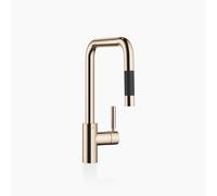 Mitigeur monocommande Dornbracht META SQUARE avec douchette rétractable, portée de 200 mm, 33870861-47, Couleur: Champagne