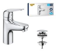 GROHE QUICKFIX - SWIFT, Mitigeur lavabo, avec bonde de vidage Clic-Clac, Sécurité enfant, outil de montage fourni, Economie d'eau, Taille S, Chromé, 24319001