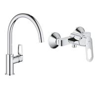 Mitigeur Monocommande Grohe Bauloop 31368001 & Douche 23340000 Chromé