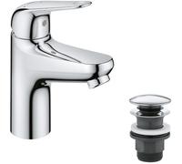 GROHE Mitigeur de lavabo sur pied Swift 24323001 StarLight Chrome – Push‑Open, ouverture sur froid