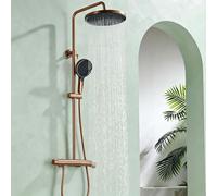 Mitigeur Mural Bain Douche 3 Fonction Colonne de Douche Cascade Or Brossé | Robinet de Douche Réglable avec Flexible de Douche en Pvc de 1,5 M, Barre de Douche Relevable