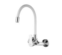 Mitigeur mural Verso BC-82-E2S-L blanc, bec flexible, mousseur économiseur d'eau, cartouche céramique