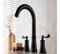 Mitigeur Noir Double Poignées Robinets De Bassin en Cuivre Antique Split Robinet À Trois Trous Peinture Trois Pièces Dragon Robinet d'eau Chaude Et Froide