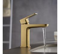 Mitigeur pour lavabo à levier unique, finition or brossé, en laiton H59, avec bonde