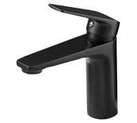 Mitigeur pour lavabo, noir, en laiton, avec bonde intégrée