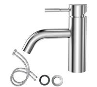 Mitigeur pour salle de bain, en acier inoxydable, noir et argent, 1 pièce