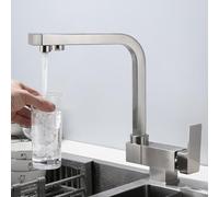 Mitigeur Rabattable Cuisine Robinet 3 Voies Cuisine Laiton Pivotant 360° Robinet de Cuisine-Brossé