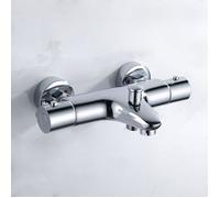 Mitigeur thermostatique de baignoire, robinet de douche mural à deux sorties, entraxe 150 mm, argent