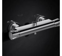 Mitigeur thermostatique de douche avec double sortie - chromé - montage mural - 264 mm - 1/2" BSP - 3/4"