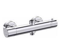 Mitigeur thermostatique douche cylindrique double sortie, supérieur G3/4 BSP 26.4mm, inférieur G1/2 BSP 21mm, argenté une .