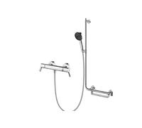 Mitigeur thermostatique Ecostat Comfort Care + Barre PMR Unica droite + Pommeau Pulsify Select 3jets + Flexible Metaflex