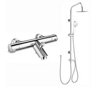 Mitigeur thermostatique pour baignoire et douche, finition chrome, avec kit de douchette