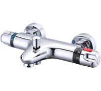 Mitigeur thermostatique pour salle de bains avec un écart de 15 cm - Interrupteur de sécurité inclus - 38 °C - Sortie G1/2 - Ensemble thermostatique combiné baignoire/douche