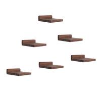 MITREL Lot de 6 étagères flottantes carrées en Bois, Style Compact, pour Petits Objets, décoration Murale à Suspendre pour Chambre à Coucher, Salon, 12,7 x 10 x 4 cm (Noyer)