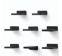 MITREL Lot de 8 Petites Etagères Murales Flottantes Carrées en Bois pour Petits Objets, Décoration pour Chambre à Coucher, Salon, 10,2 x 10,2 x 4 cm (Noir Rustique)