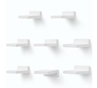 MITREL Lot de 8 Petites Etagères Murales Flottantes Carrées en Bois pour Petits Objets, Décoration pour Chambre à Coucher, Salon, 10,2 x 10,2 x 4 cm (Blanc Rustique)