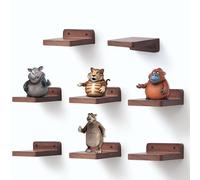 MITREL Lot de 8 Petites Etagères Murales Flottantes Carrées en Bois pour Petits Objets, Décoration pour Chambre à Coucher, Salon, 10,2 x 10,2 x 4 cm (Noyer Clair)