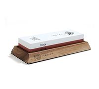 MITSUMOTO SAKARI Japanese Knife Sharpening Stone, Professional Kitchen 1000/3000 Grit Knife Sharpener Stone, Non-Slip Wooden Seat whetstone knife sharpener